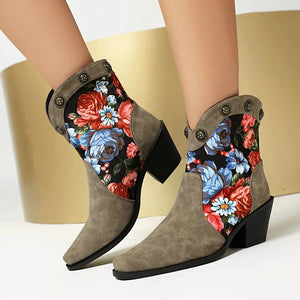 Korta Cowboyboots med Blommor