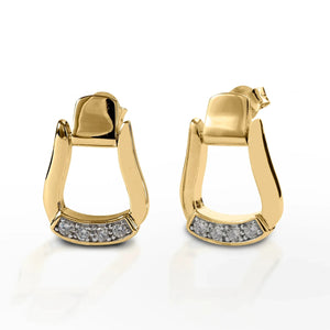 2025 Real 925 Sterling Silver Fashion Snaffle Bit Horseshoe U Shape Stud Earring Pave CZ Charm Equestrian Horse Jewelry
