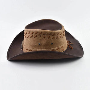 Äkta cowboyhatt skinn Brun och beige / One Size