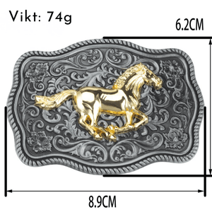 Äkta cowboyläderbälte hästmotiv
