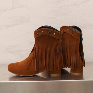 Ankelboots i Mocka med Fransar