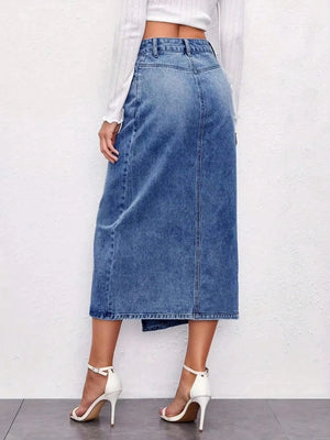 Asymmetrisk jeanskjol med slits