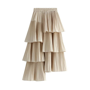 Asymmetrisk lång kjol Beige / One Size