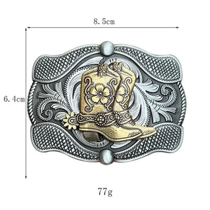 Bältespänne cowboystövlar blommor western Silver
