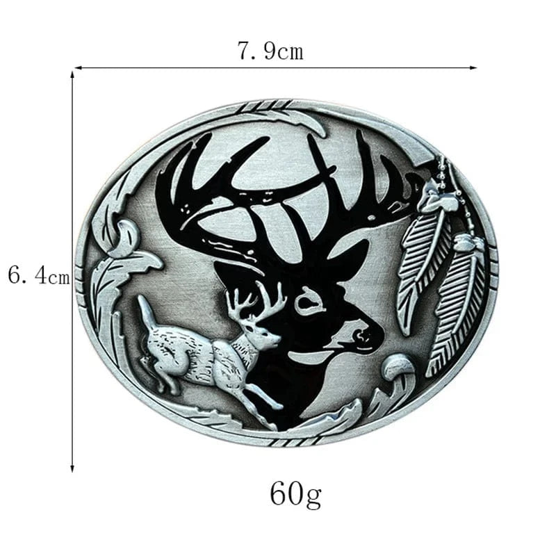 Bältespänne hjort fjädrar jakt western Silver