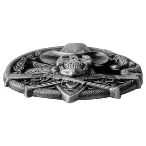 Bältesspänne cowboy dödskalle korsade gevär western stil