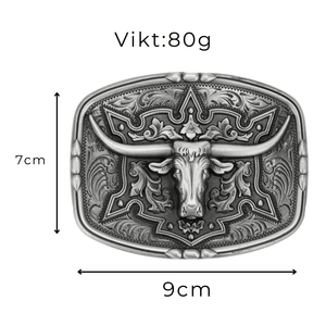 Bältesspänne Longhorn i metall western stil
