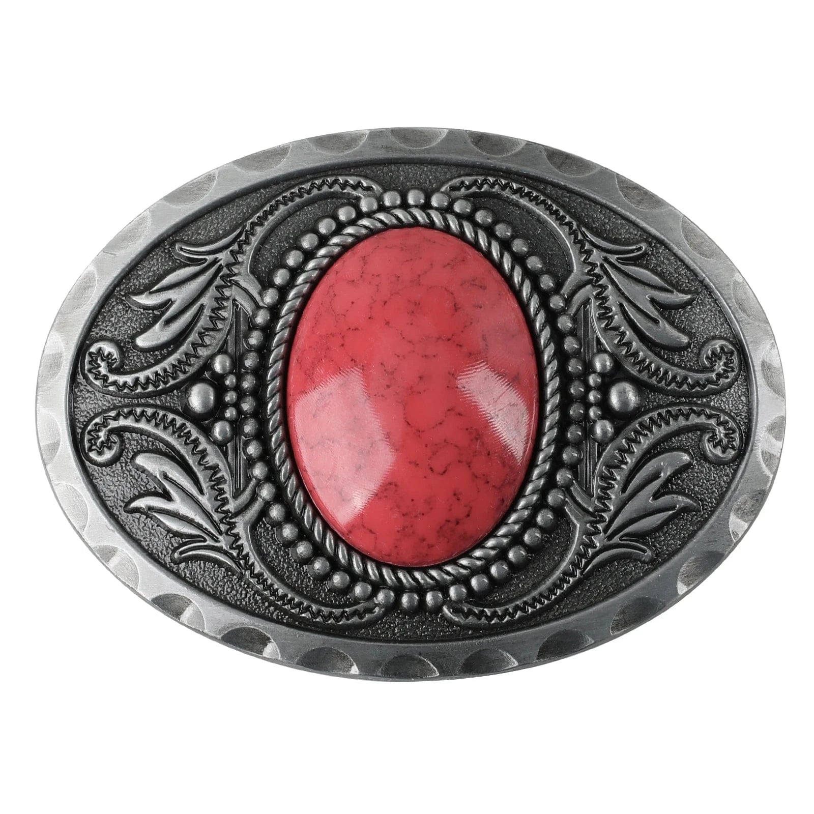 Bältesspänne Oval Sten Röd