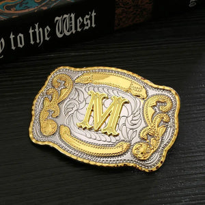 Bältesspänne western med graverad initial