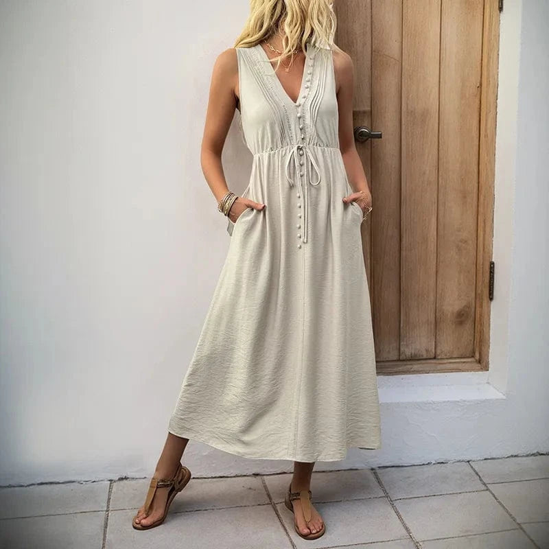 Beige klänning maxi Beige / S