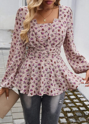 Blommig Långärmad Blus