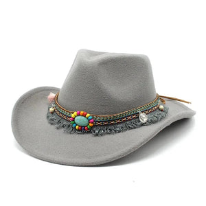 Bohemisk filt cowboyhatt Grå / 56-58cm