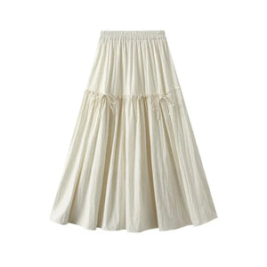 Bohemisk sommarkjol med knytdetaljer Beige / One Size