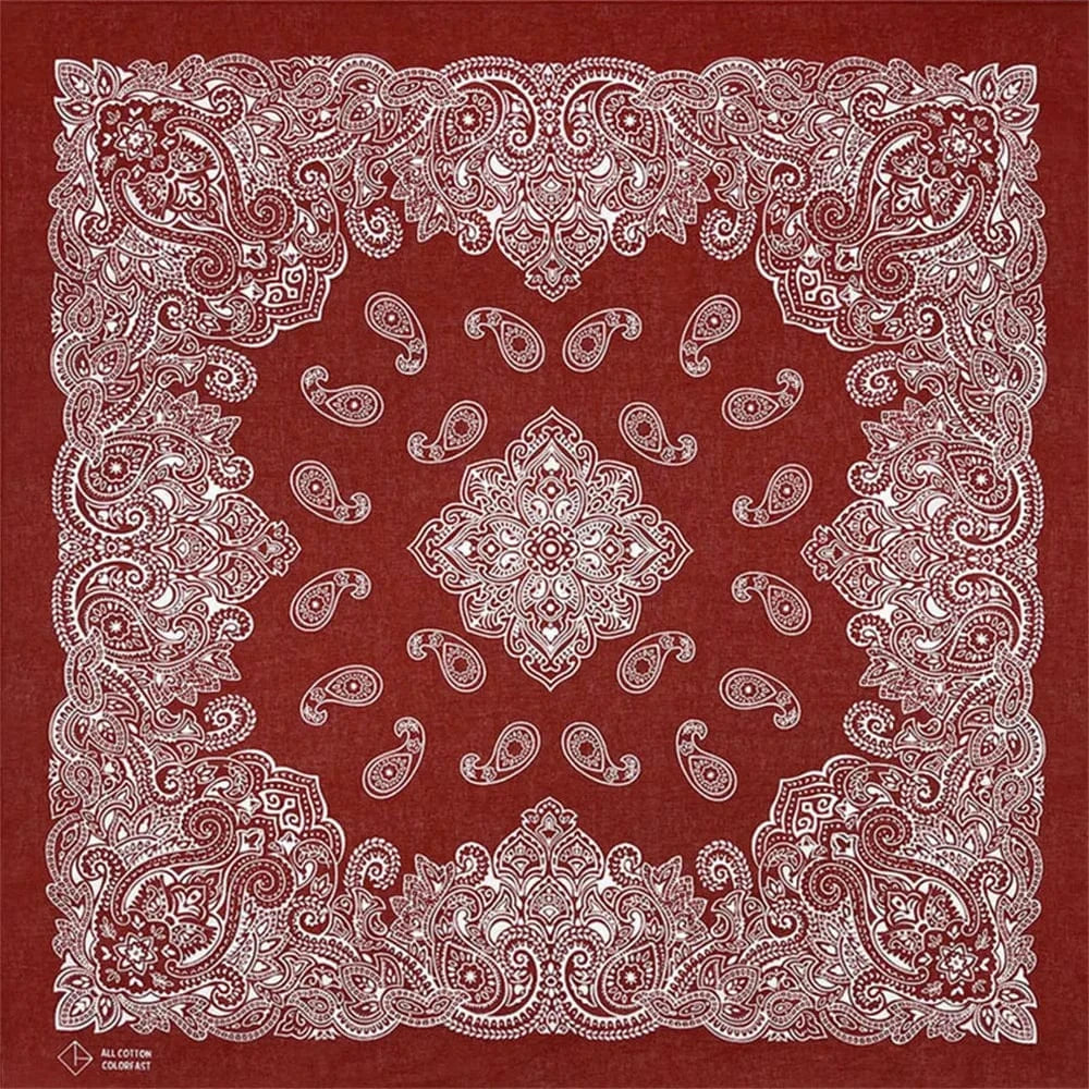 Bohemisk Vinröd Bandana med Mandala-mönster Vinröd