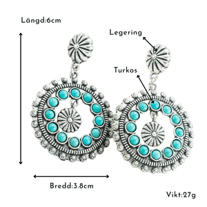 Bohemiska örhängen silver Silver med turkos