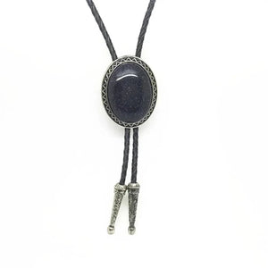 Bolo tie med glasdetalj och ovalt vintagehänge Midnattsblå
