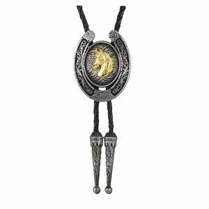 Bolo tie med hästmotiv i 3D Silver och guld