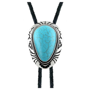 Bolo tie med naturlig blå sten Blå droppform