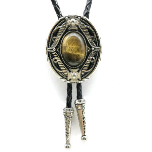 Bolo tie med oval agatsten och vintageinfattning Brun
