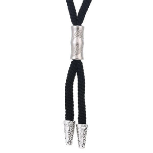 Bolo tie med silverfäste och svart nylonrep Svart silver 1st stil 2