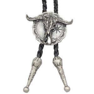Bolo tie med tjurskalle i vintagestil Silver