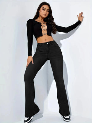 Bootcut jeans dam hög midja