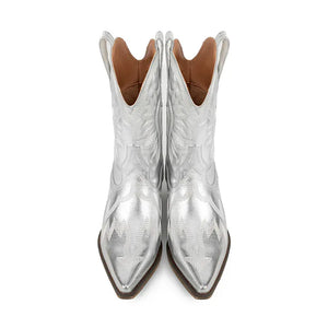 Broderade låga cowboyboots med chunky klack