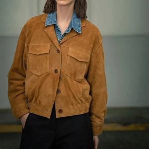 Brun bomberjacka i mocka dam Brun / S