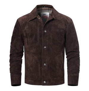 Brun suede jacka Mörkbrun / XS