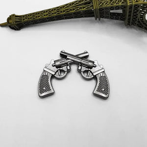 Concho antik metall med korsade revolvrar Antik silver