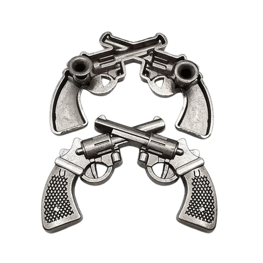 Concho antik metall med korsade revolvrar Antik silver