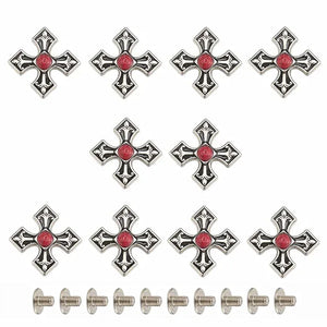 Concho korsdesign med turkos Röd / 10St