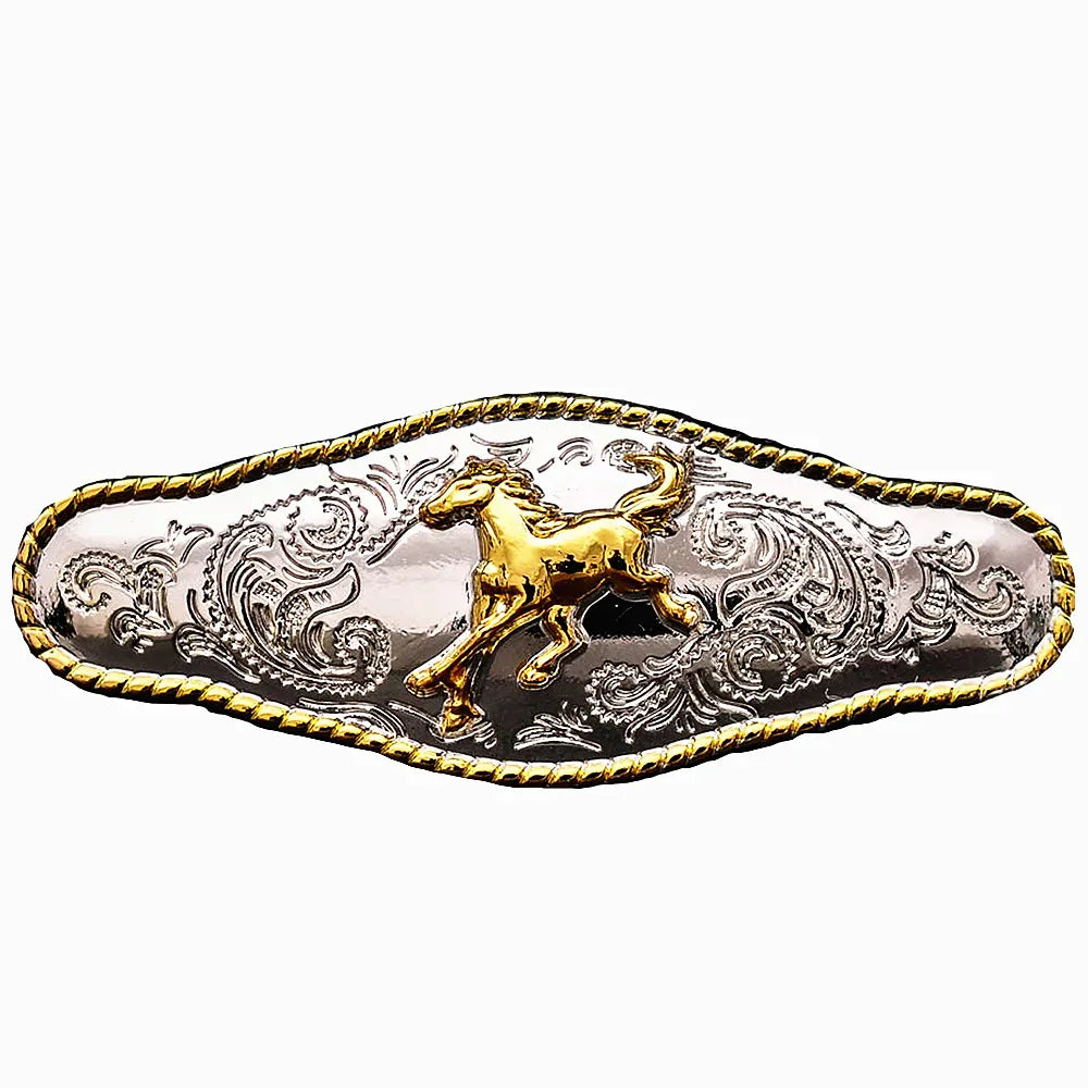Concho western i metall med hästmönster i relief Silver och guld / 1st