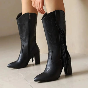 Country Boots med Fransar och Broderi