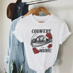 "Country Music" T-shirt Vit / S