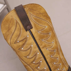 Tvåfärgade Höga Cowboyboots med Fyrkantig Tå för Dam