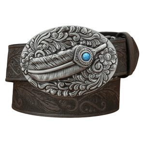 Cowboybälte med fjädermotiv Grå / 120cm