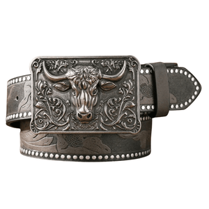 Cowboybälte Tjurhuvud Silver Grå / 120cm