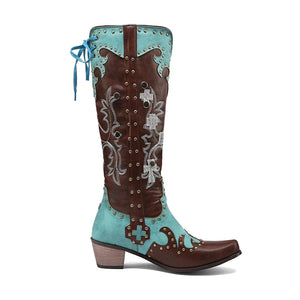 Cowboyboots i turkos och brunt
