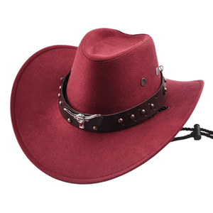 Cowboyhatt i Mjuk Mockaimitation Vinröd / One Size