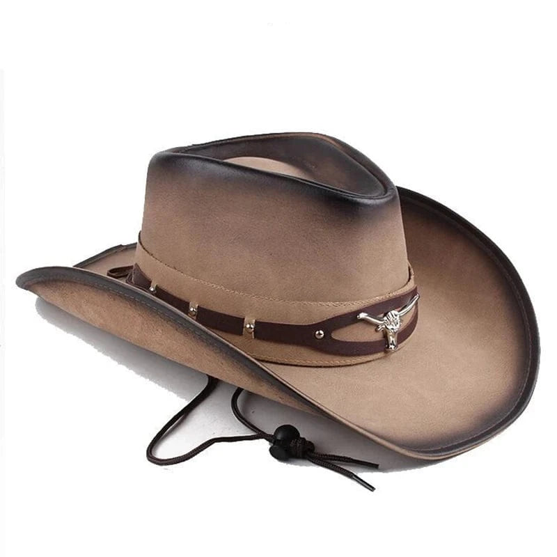 Cowboyhatt läder Ljusbrun / 58cm