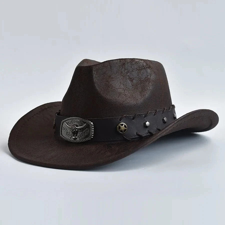 Cowboyhatt Retrostil Mörkbrun / One Size