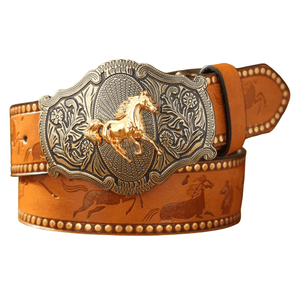 Cowboyläderbälte Häst Kamel / 120cm