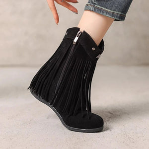 Cowgirl-Ankelboots i Mocka med Fransar och Stjärnor