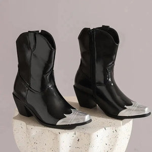 Cowgirl-Ankelboots med Metalltå