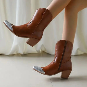Cowgirl-Ankelboots med Metalltå