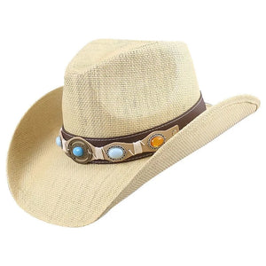 Elegant Western Cowboyhatt med Smyckesdetaljer Beige / 56-58cm