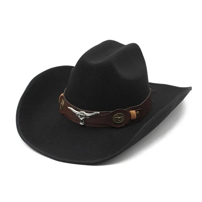 Filt Cowboyhatt Herr Svart / 57-59cm