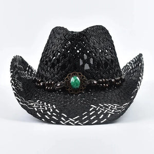 Flätad boho cowboyhatt Svart / One Size