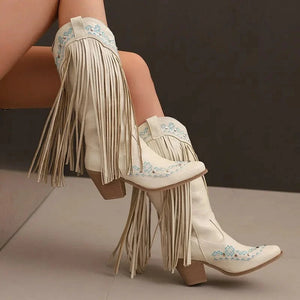 Fransboots med Broderi i Westernstil